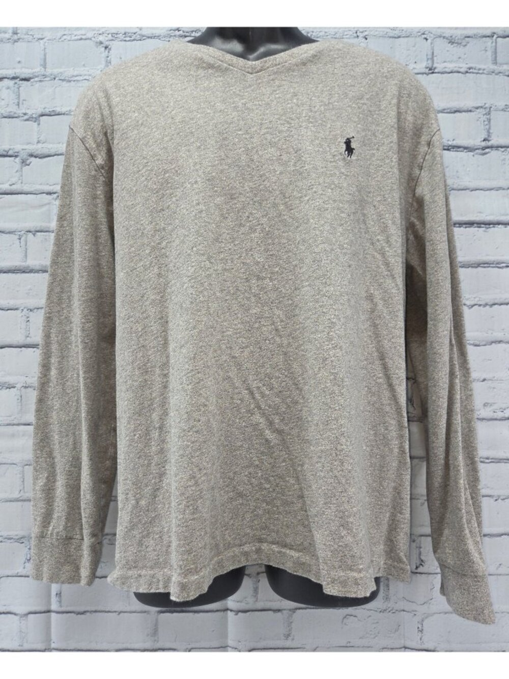 Polo Ralph Lauren Classic Gray Long Sleeve V-Neck Shirt Large